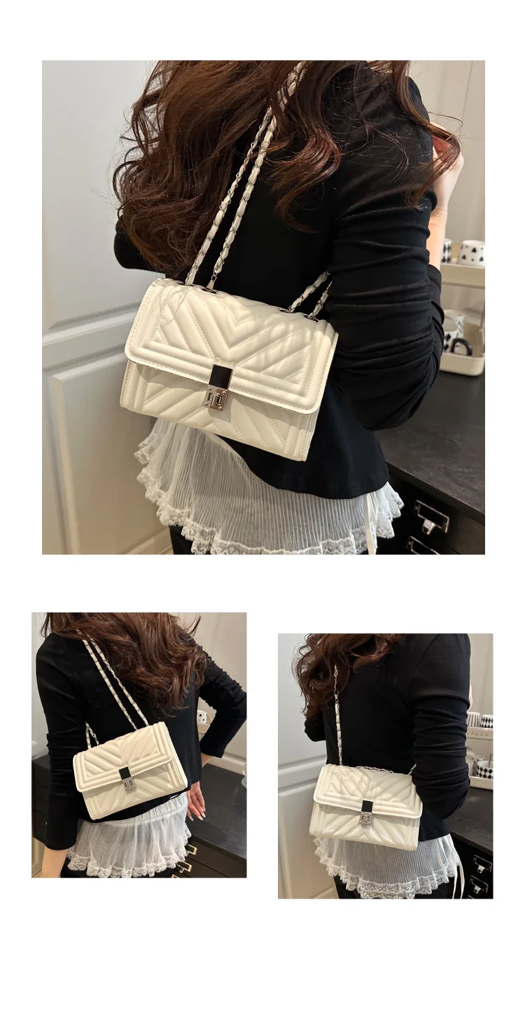 Neue Mode Mini Stepp Geprägte Kette Schulter Tasche für Frauen Einfache Vielseitige Diagonal Umhängetasche Platz Handtasche Weiblichen Beutel – Detail 10