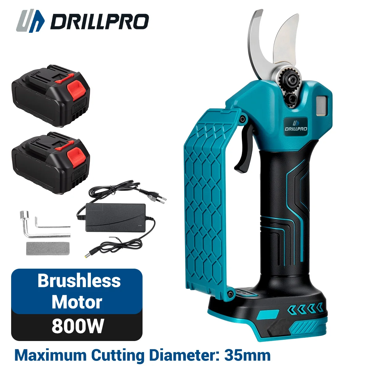 Drillpro 21V 800W 35mm sécateur électrique diamètre de branche Compatible prise ue outils de jardinage professionnels pour batterie Mak
