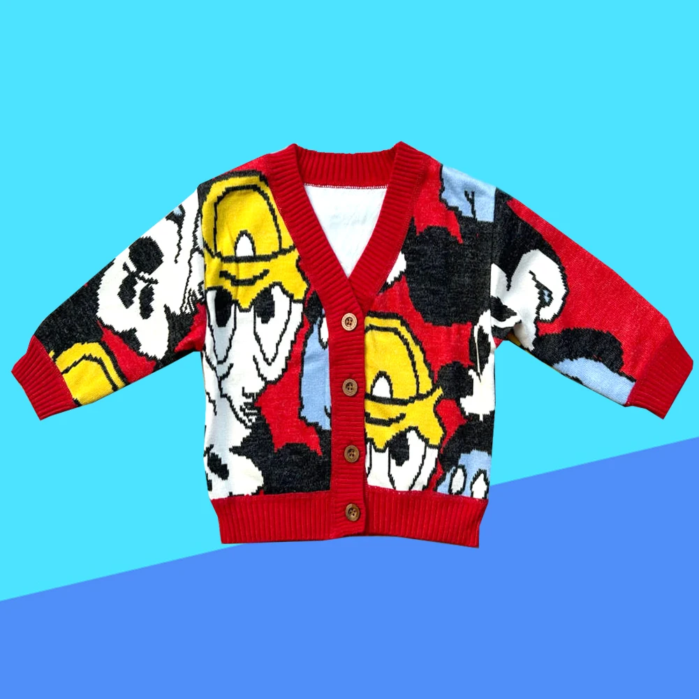 New Autumn and Winter Children's Clothing Children's Boys Coat Cardigan Mickey Daisy Cartoon Girls Warm Thin Fleece Sweater