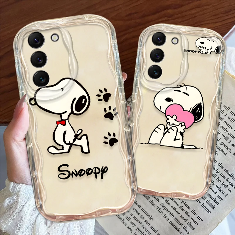 Snoopy Lively Cool For Samsung S24 S23 S21 S20 Ultra Plus FE A73 A72 A71 A51 A05S A05 5G Wave Oil Funda Phone Case