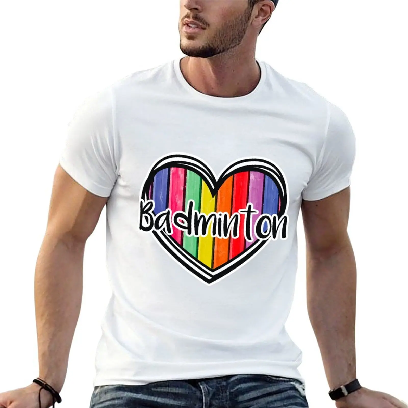 

Badminton Heart T-Shirt g man t shirts for men anime tshirt man t shirts high quality luxury brand T-shirt