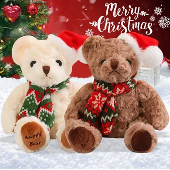 1pc 20cm Weihnachten Teddybär verkleiden weiche Stofftiere tragen Plüschtiere Puppe für Kinder Freundinnen Geburtstag elegantes Geschenk