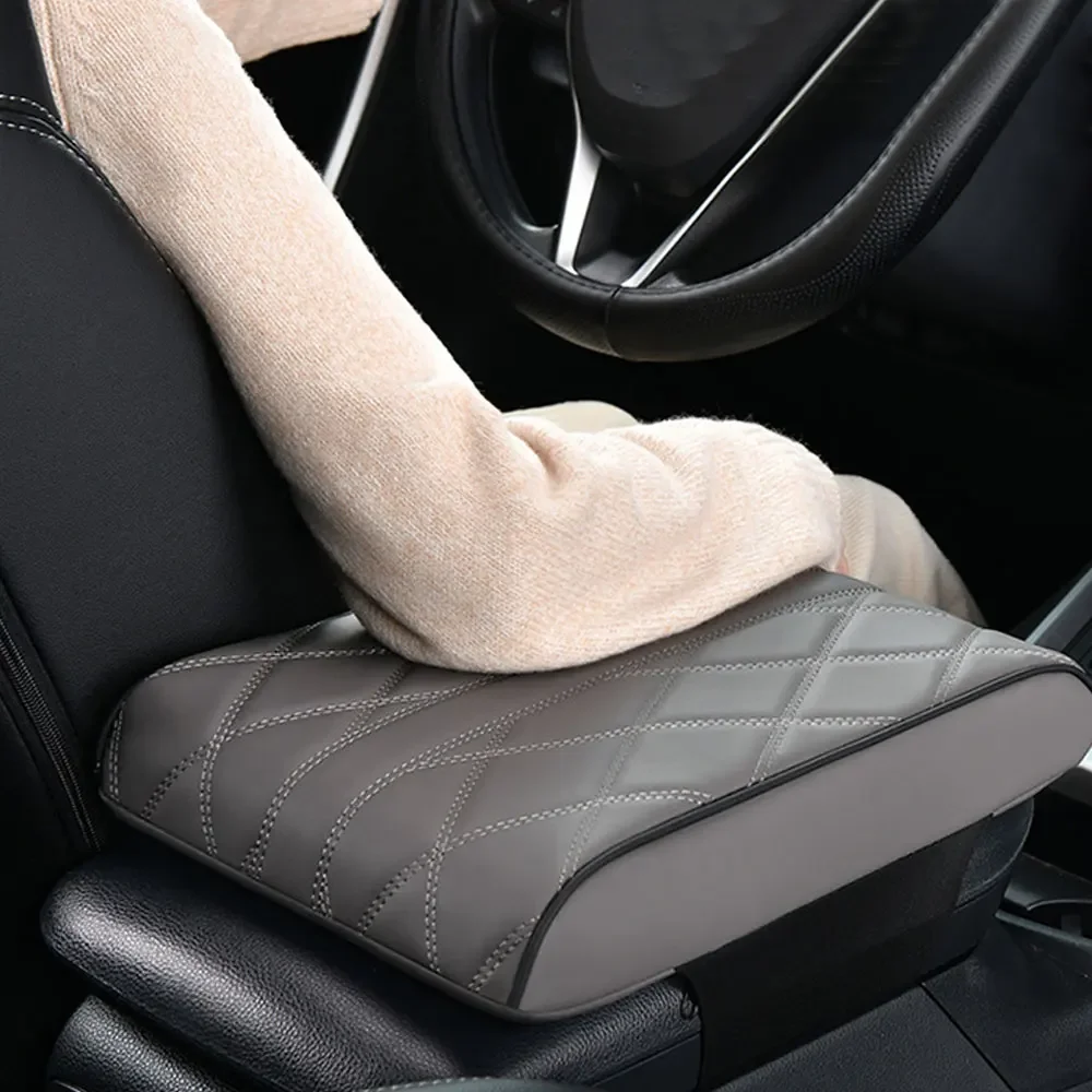 

Leather Car Central Armrest Soft Pad Black Auto Center Console Arm Rest Seat Box Mat Cushion Pillow Cover Vehicle Protective