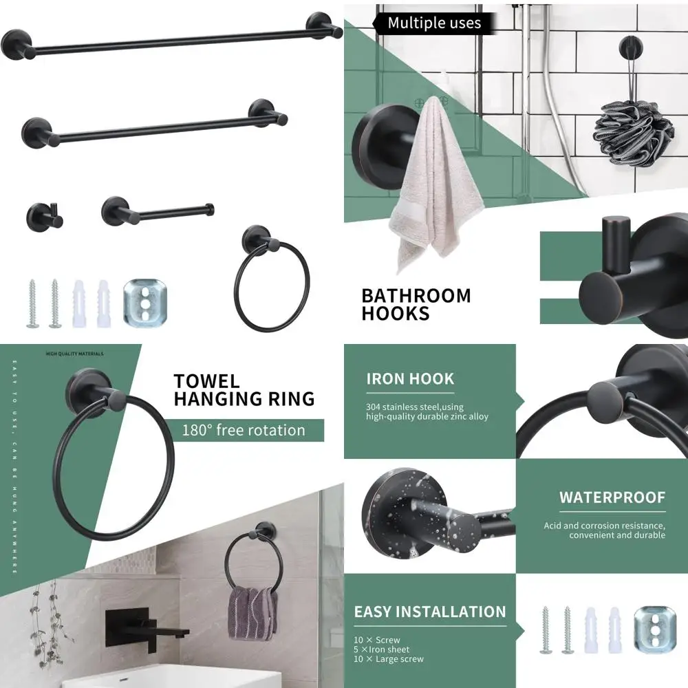 

5-Piece Oil Rubbed Bronze Bathroom Hardware Set with 24 Towel Bar for Elegant Bath Accessories