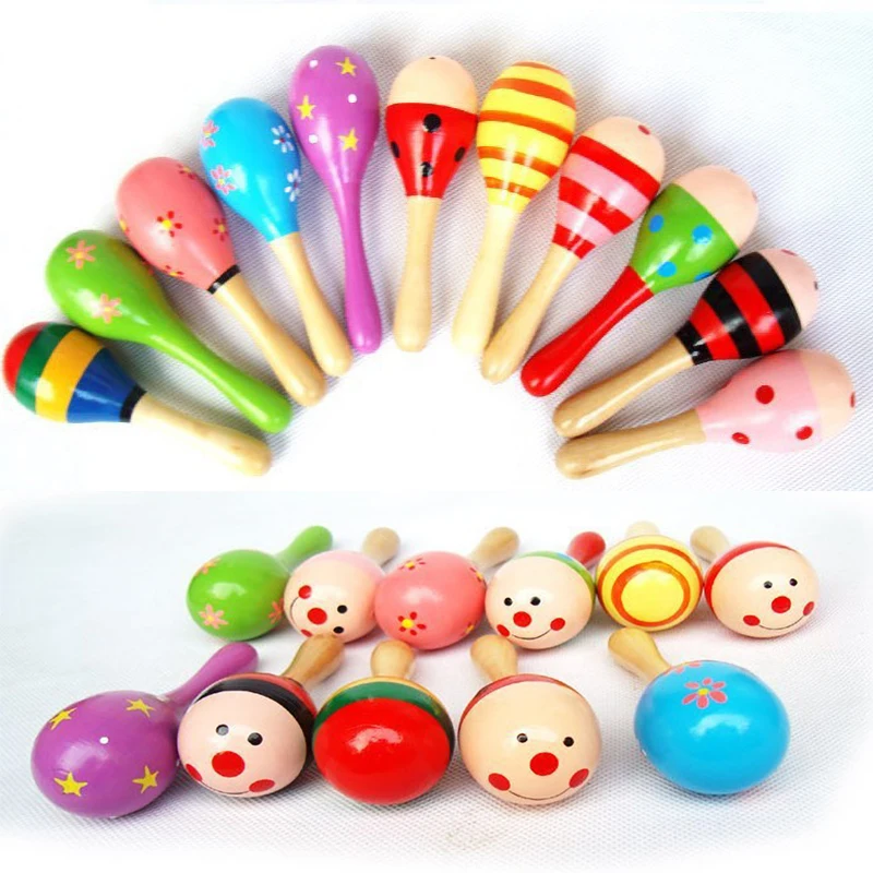

Wooden Sand Hammer Children's Graffiti Coloring Toys Early Childhood Education Music Percussion Instruments Baby Bell Ringing