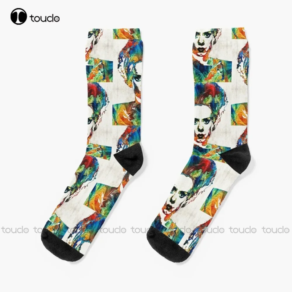 

Frankenstein Bride Art - Красочная невеста-монстр - от Шарон Каммингс Носки Спортивные носки День Благодарения Рождество Новый год Подарок на заказ