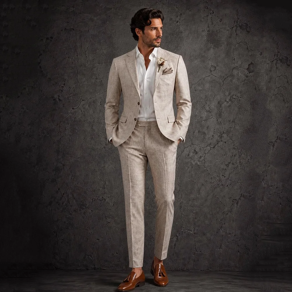 Linen Fabric Natural - Abito da Uomo in Puro Lino