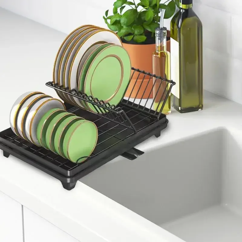 أثاث المنزل كونترتوب أواني الطعام المنظم تجفيف الأطباق الرف Drainboard متعددة الوظائف طبق السلطانية تجفيف التلقائي تخزين Ra