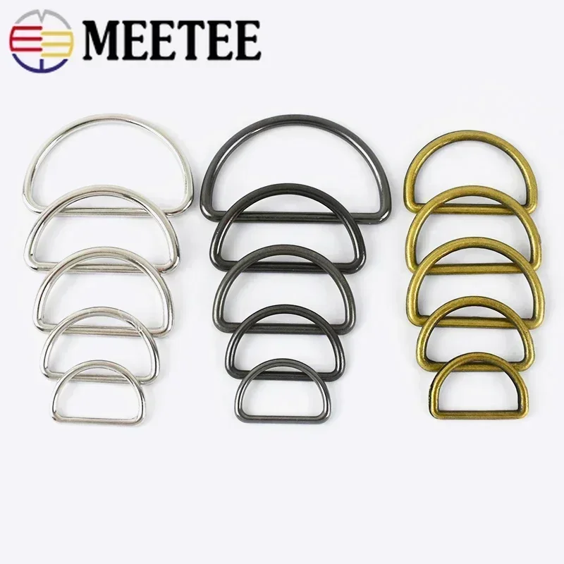 20Pcs Meetee 15-50mm D Ring Buckle for Backpack Strap Metal Clasp Bag Shoes Adjustment Buckles Webbing DIY Hardware Accessories