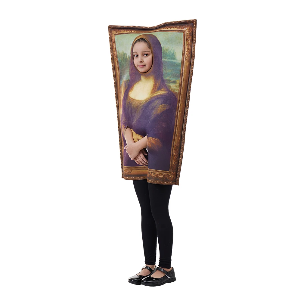 Eraspooky Halloween  Funny Mona Lisa Mural Costume Unisex Sponge Jumpsuit  Portrait Cosplay Outfit Carnival Party Purim