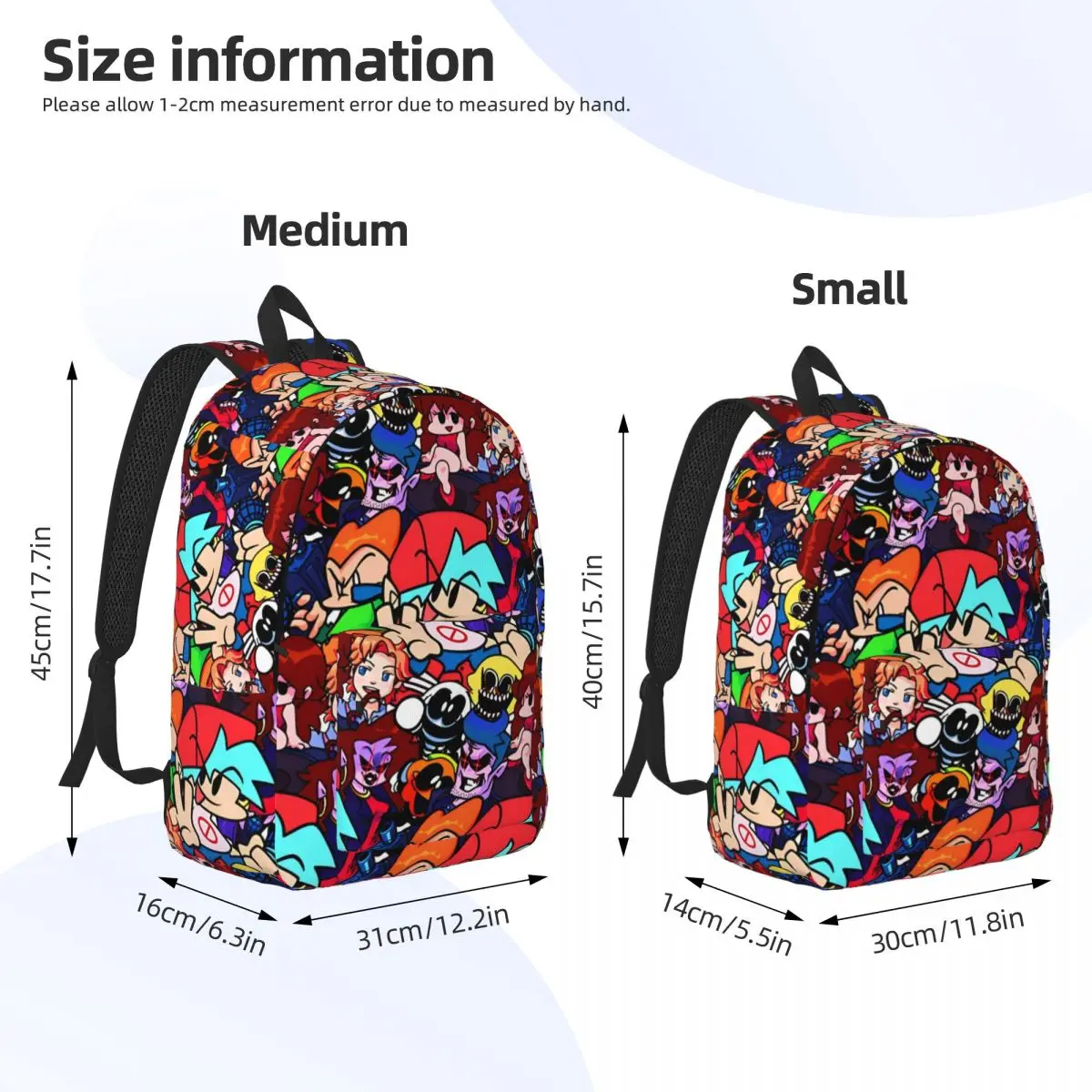 Friday Night Funkin Collage for Teens Student School Bookbag, Daypack, Elementary High imprimés, Durable