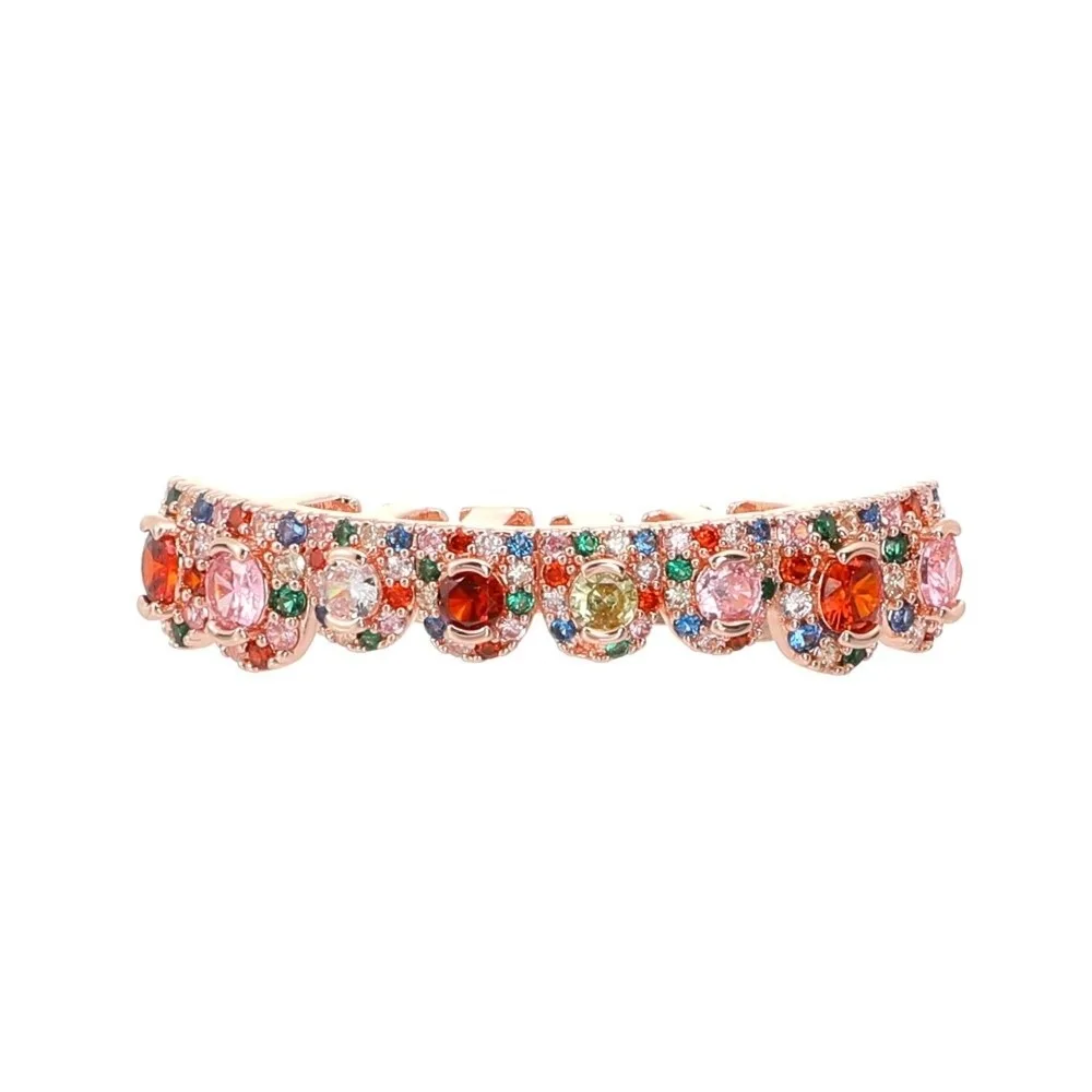 1Pc/set Rainbow Teeth Grillz Top Bottom Set Hiphop Anti Slip Teeth Grillz Caps Eco-friendly Copper Candy Color Teeth Jewelry
