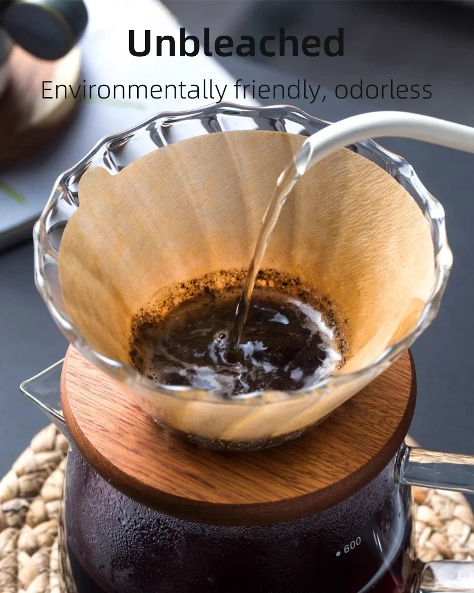 Ungebleichte Natürliche Holzfaser-Kaffeefilter, 60-Grad-Konus Pour-Over Tropfpapierfilter V01/V02, 40/100 Stück Packung – Detail 7