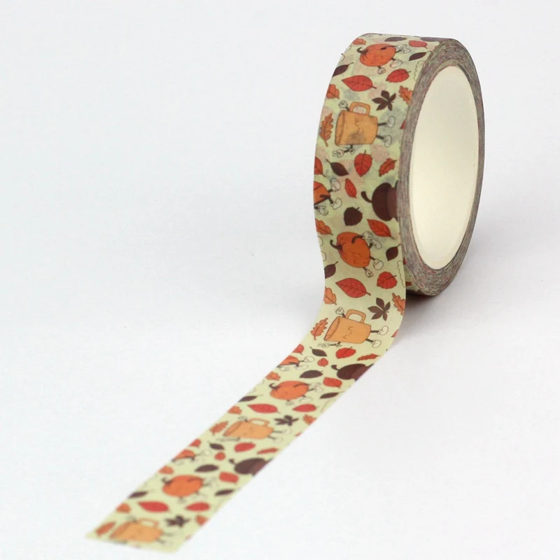 Neue 1x10m Deko gelbe Kürbis Lächeln Tasse braune Blätter fallen Washi Tape für Scrap booking Planer Masking Tape Kawaii Papel eria