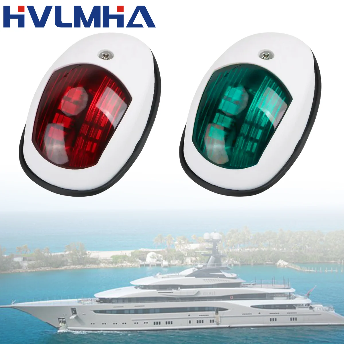 Yacht Navigation Light Waterproof LED Marine Sounding Light Navigation Light Red and Green Marine Light 12V 24V 2 PCS