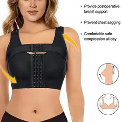 Women Post-surgery Shaper Front Closure Bra Compression Posture Corrector Crop Top With Breast Support Band Push Up Bralette New