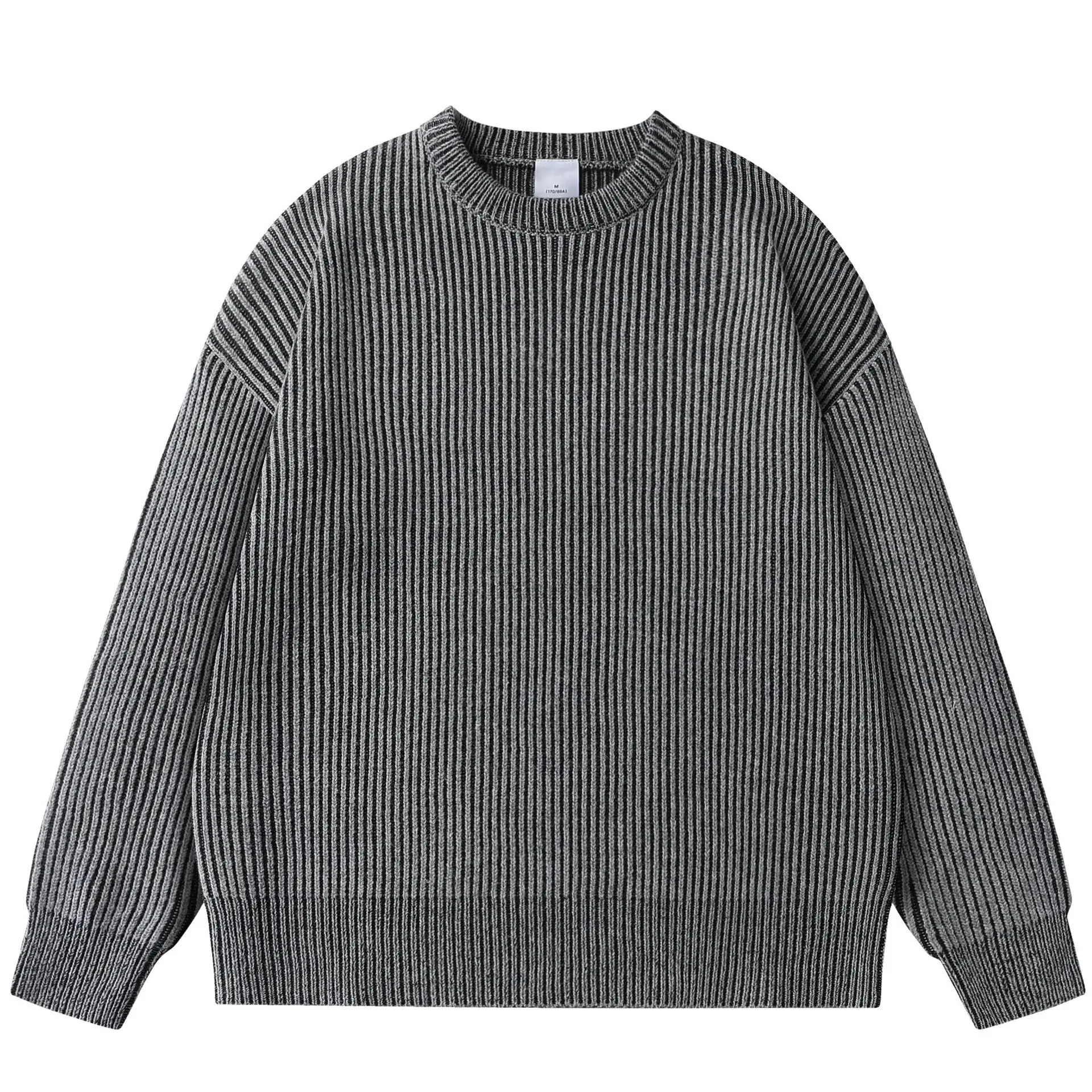 

Зимний японский ретро-свитер Amekaji с круглым вырезом, свободный крой унисекс, утолщенный вязаный пуловер из смесовой шерсти