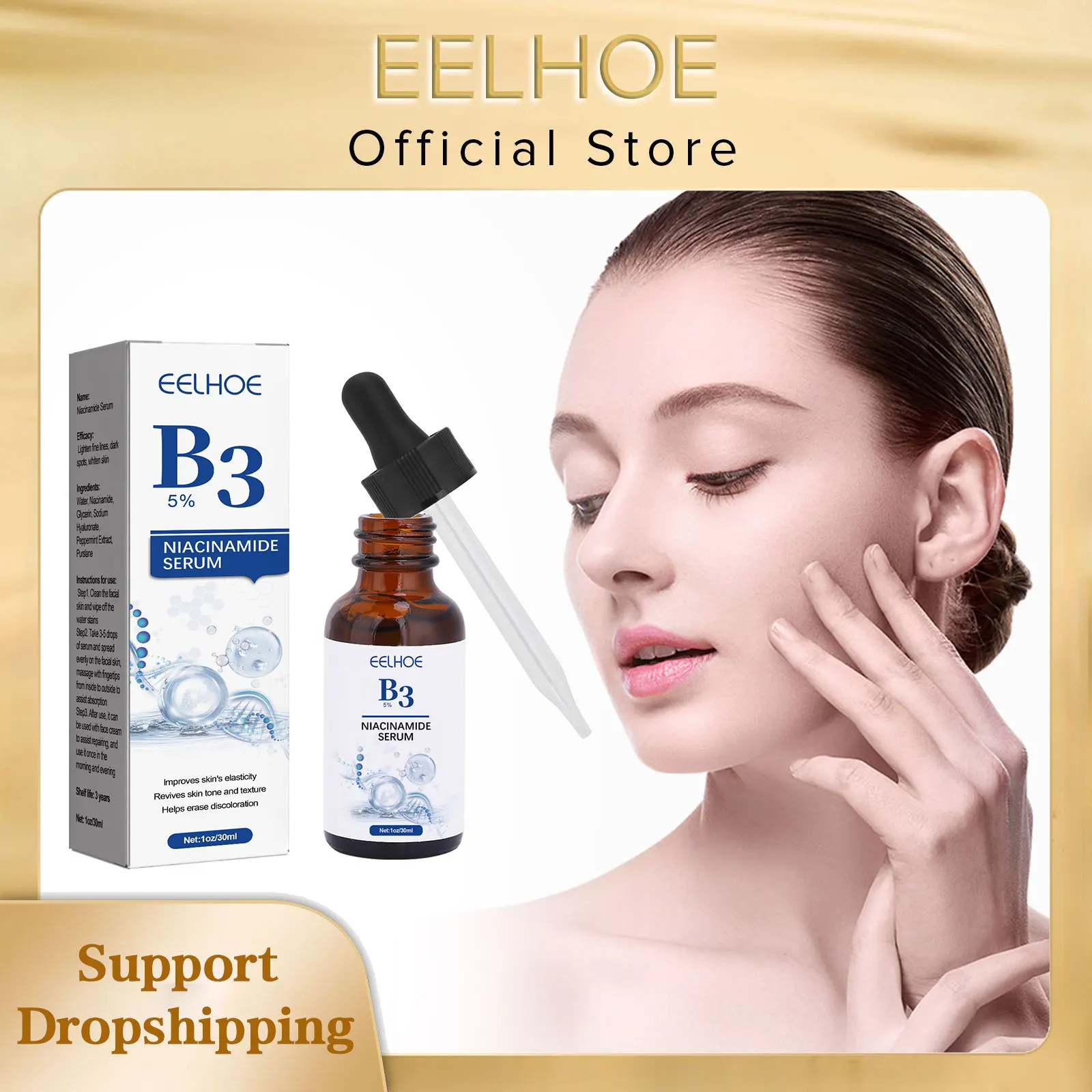 Hyaluronic Acid Nicotinamide Face Serum Remove Dark Spots Pigmentation B3 Essence Fade Melasma Chloasma Whitening Freckles Serum