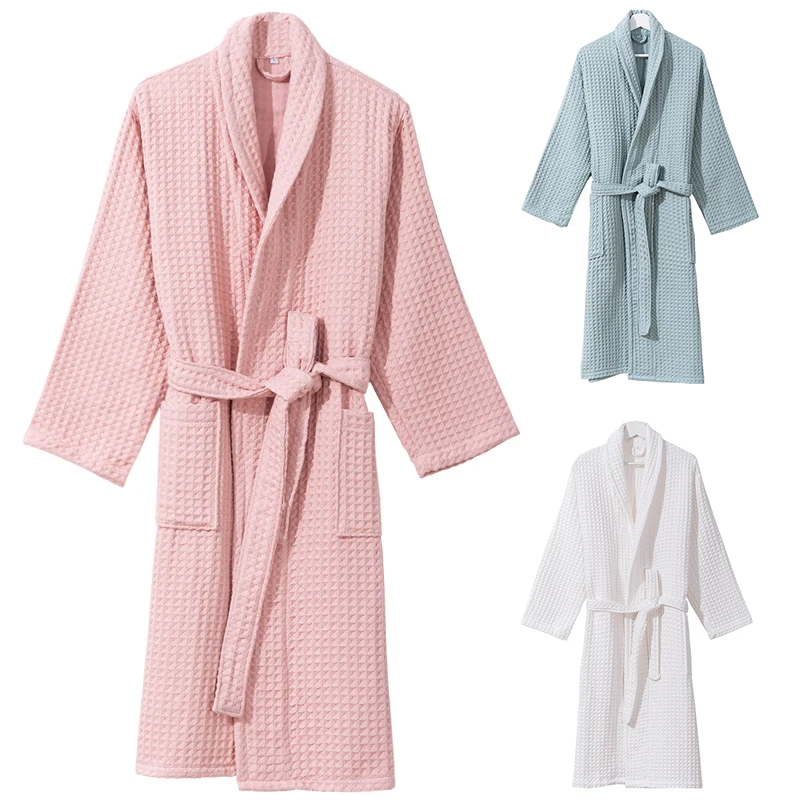 

100% Cotton Women Bathrobe Solid Terry Dressing Gown Ladies Kimono Spring Autumn Unisex Absorb Water Bath Robe For Female 2023