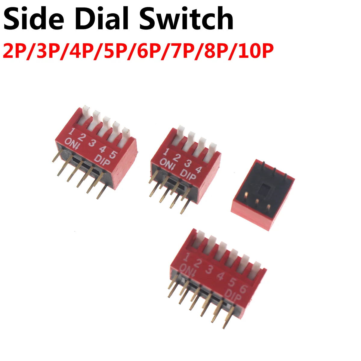 

10pcs Slide Type Switch Module 1 2 3 4 5 6 7 8 10 12 PIN 2.54mm DIP Red Pitch Toggle Switch Red Snap Switch Dial Switch