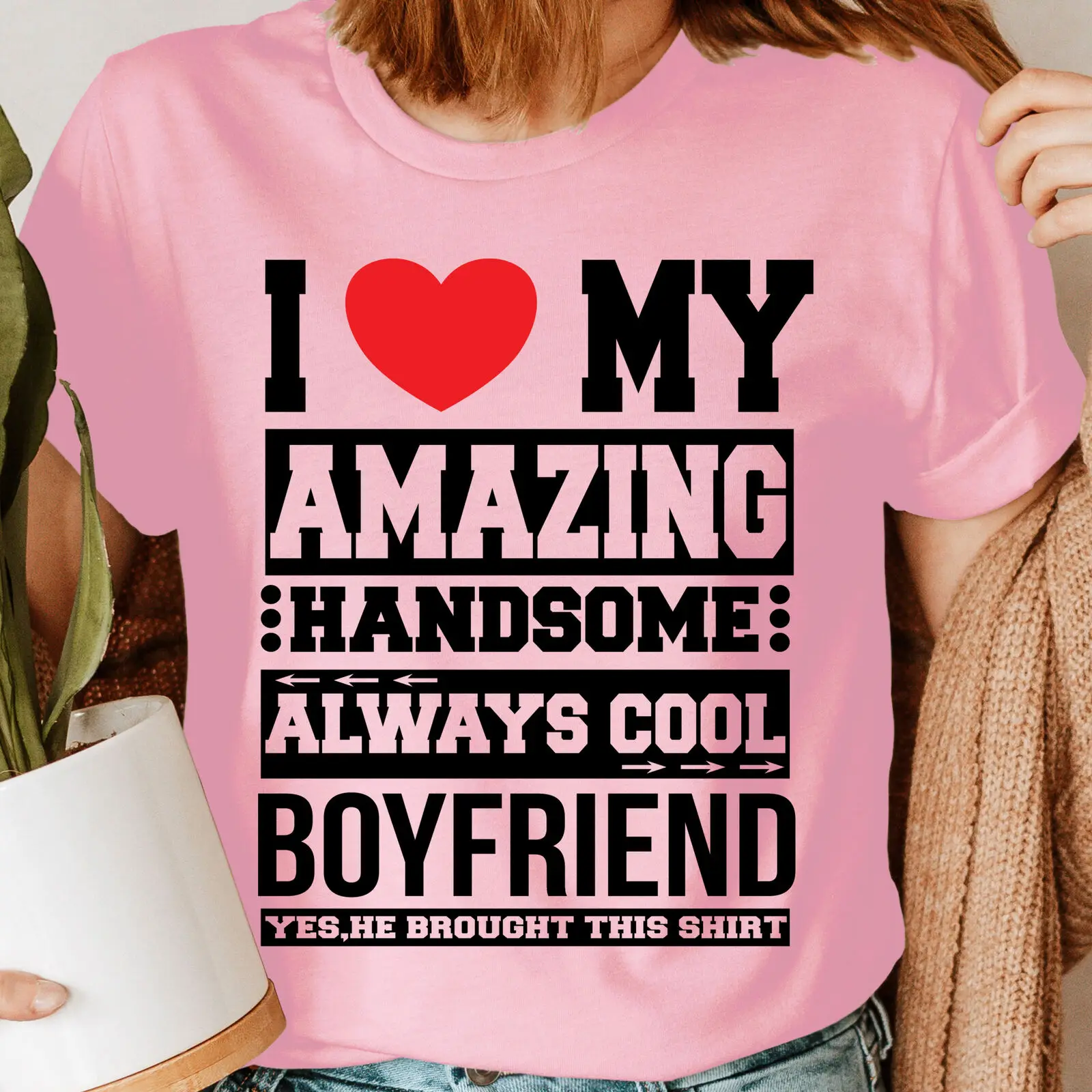 Забавная женская футболка с надписью «I Love My Amazing Boy Girl Valentines»