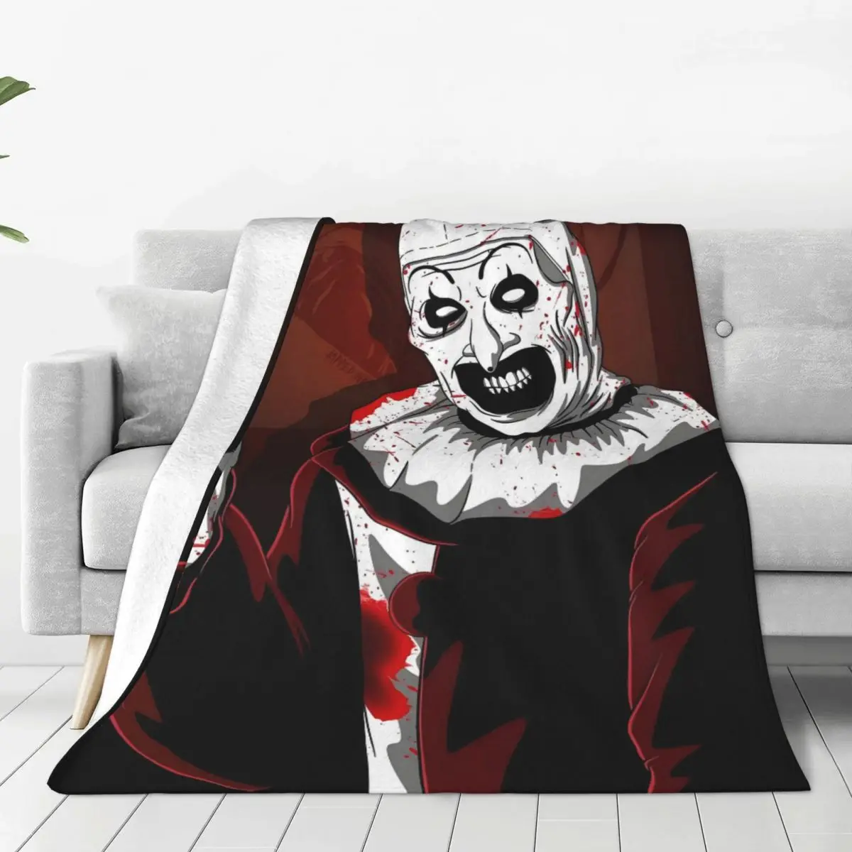 Custom T-Terrifiers Horror Movie Blankets Warm Flannel Throw Blanket for Sofa Bedroom Bedding