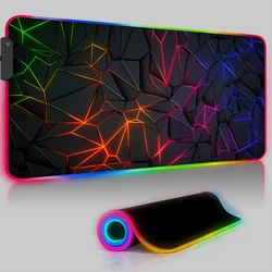 Geometry Large RGB Gamer 400x900 Backlight Pad Mausepad Gaming Mousepad LED Keyboard Rug Luminous Desk Mat XXL Black Mouse Pad