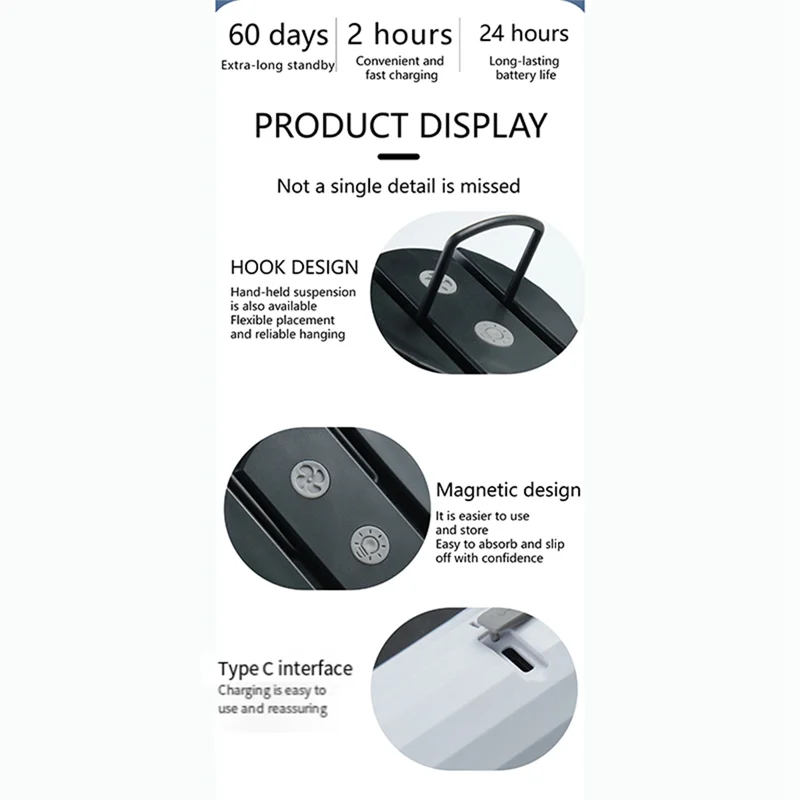 ABJY-مروحة التخييم ضوء مروحة قابلة للشحن USB بالطاقة مروحة مع ضوء وخطاف خيمة مروحة للتخييم مروحة طاولة متعددة الوظائف