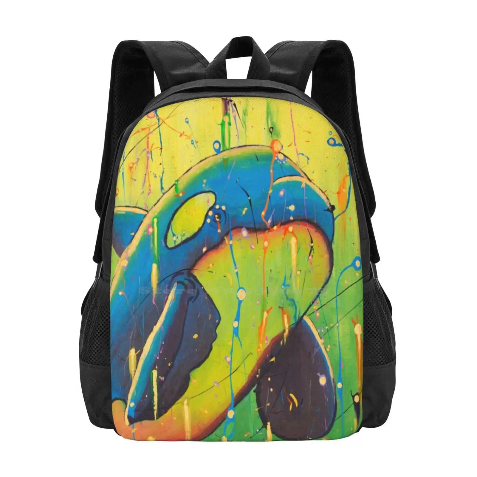 The Universal Orca Bag Backpack For Men Women Girls Teenage Orca Killer Whale Universal Colorul Rainbow Gold Ocean