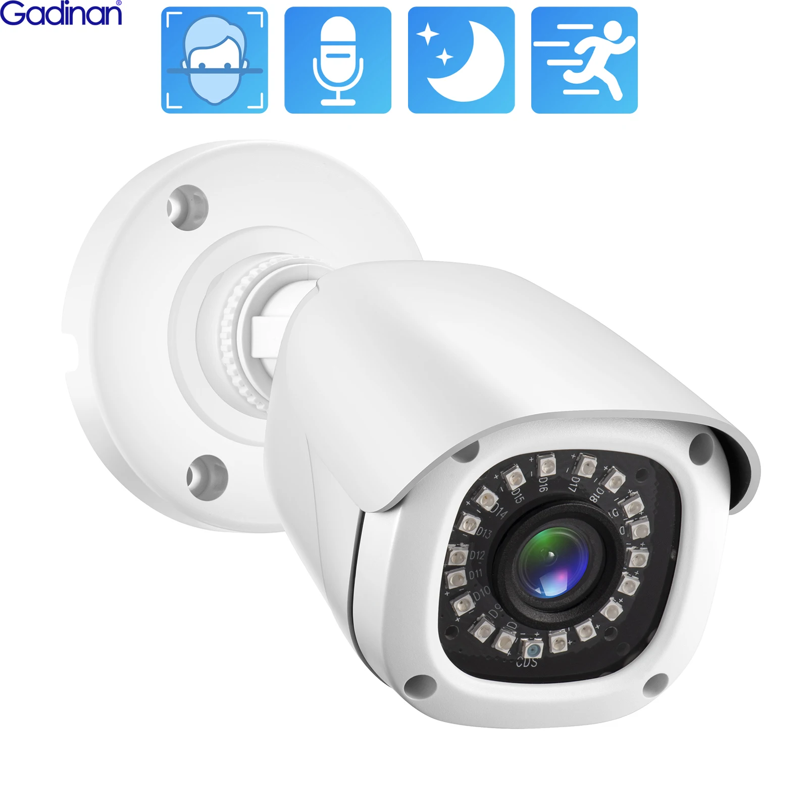 

Gadinan 4K 8MP IP Camera Face Detection Audio Outdoor POE H.265 Onvf ABS Bullet CCTV Home Night Vision Security Camera XMEYE