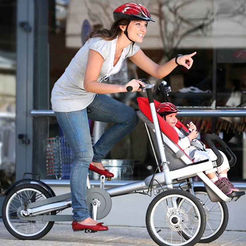 Mother-infant parent-child electric bicycle children tricycle with baby car riding instead of walking to pick up the baby