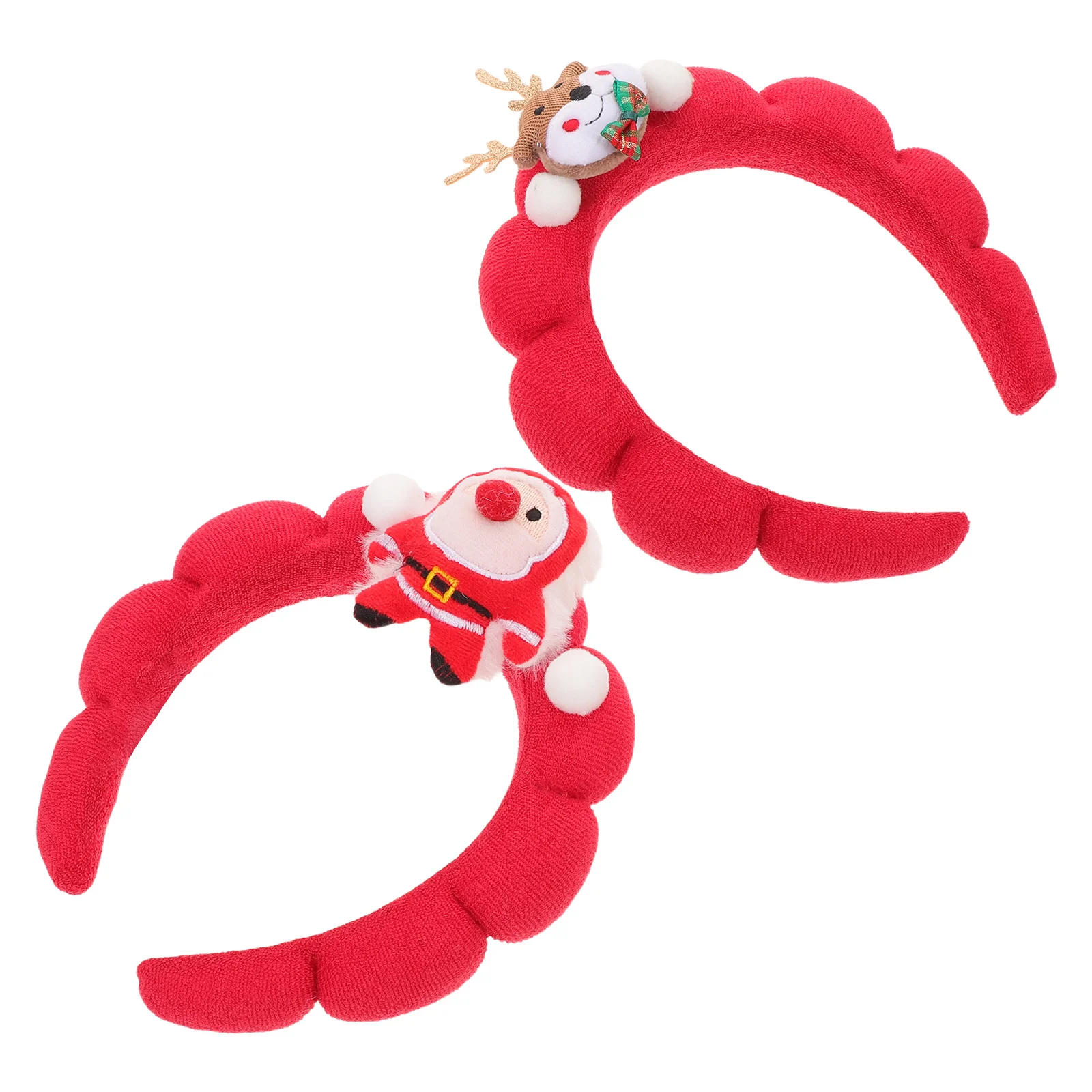 

2Pcs Christmas Headband Santa Claus Reindeer Antler Hairbands Soft Sponge Holiday Party Hair Accessories Photo Booth