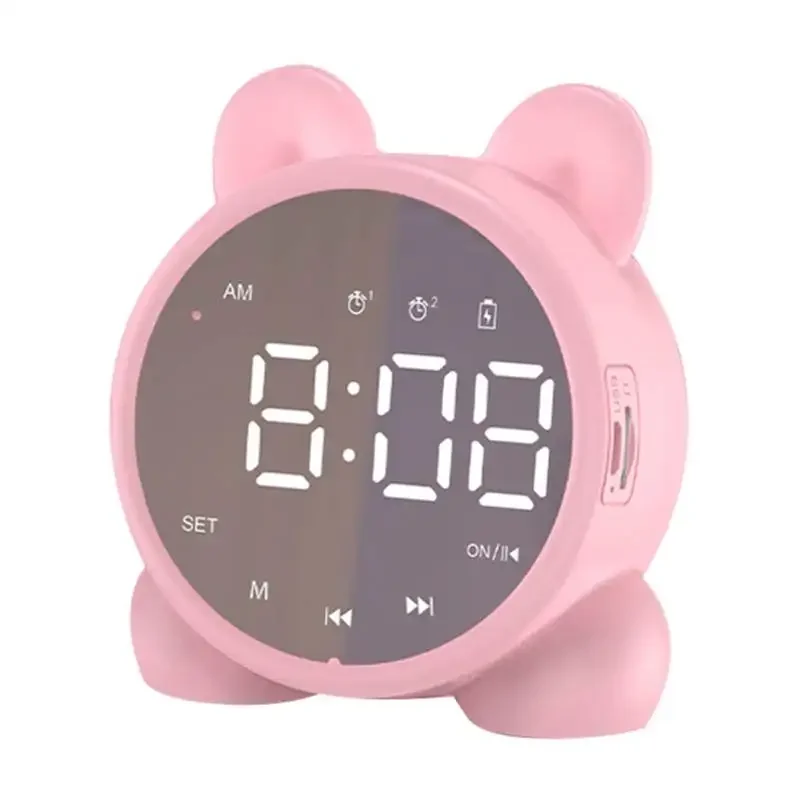 Cute Students Table Clock Bluetooth Intelligent Speaker Alarm Clock Led Digital Clock Wake Up Temperature clock For gift
