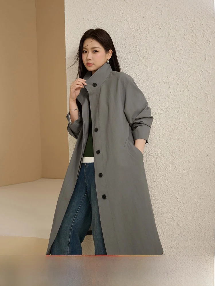 

Длинное пальто Ele: простая повседневная верхняя одежда для женщин больших размеров, в корейском стиле, свободного кроя.