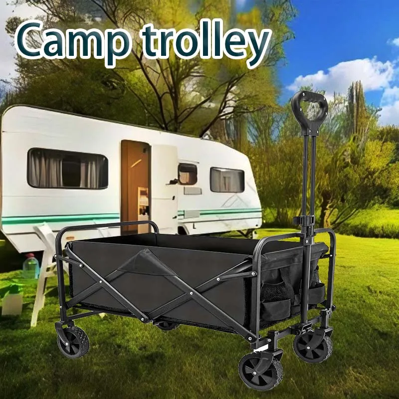 RV small trailer, large capacity beach buggy, portable heavy-duty foldable truck, foldable sports cart, camping cart