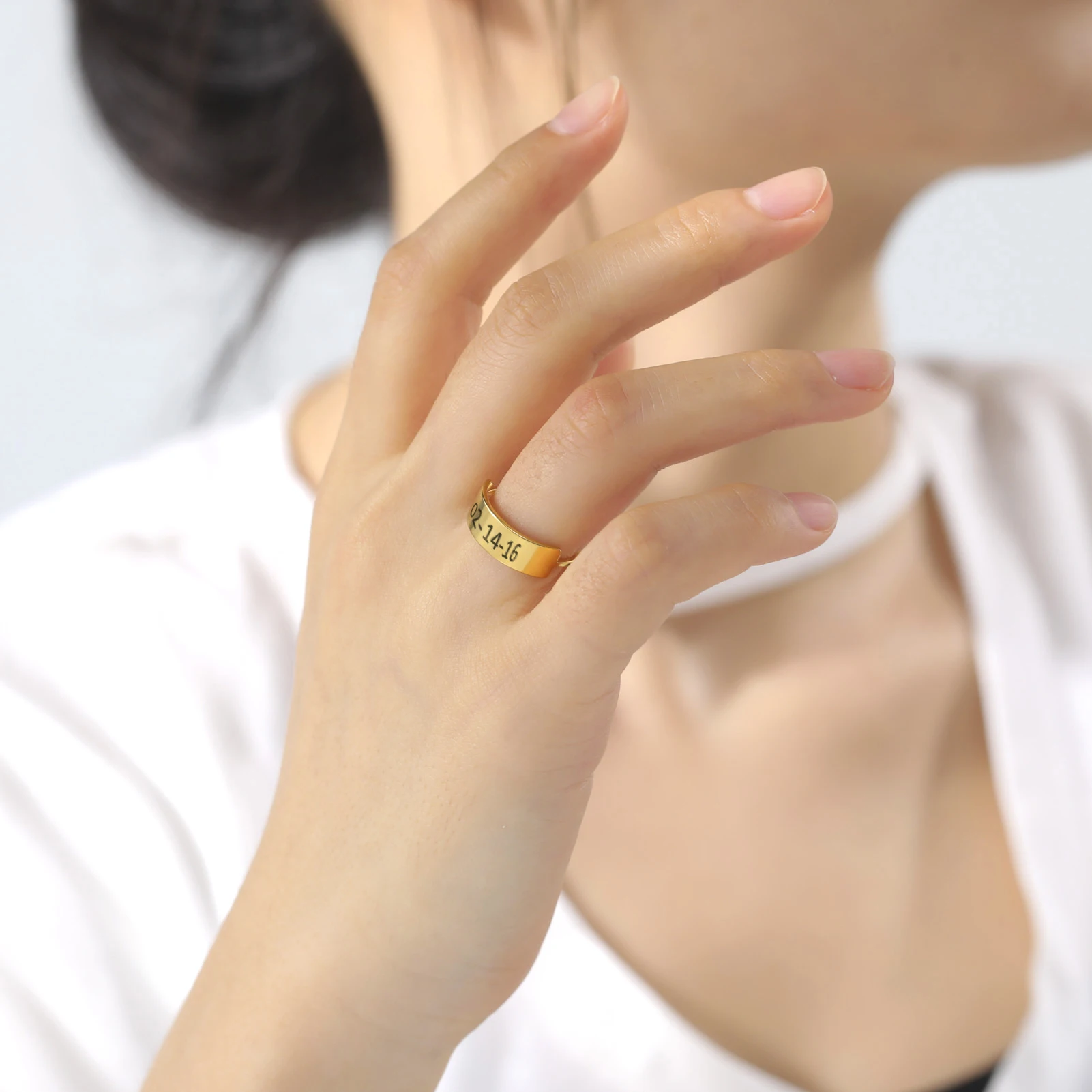 

Customized Engraved Date Rings, Personalized And Fashionable Narrow Edged Ring, Exclusive Couple Or Personal Commemorative Items