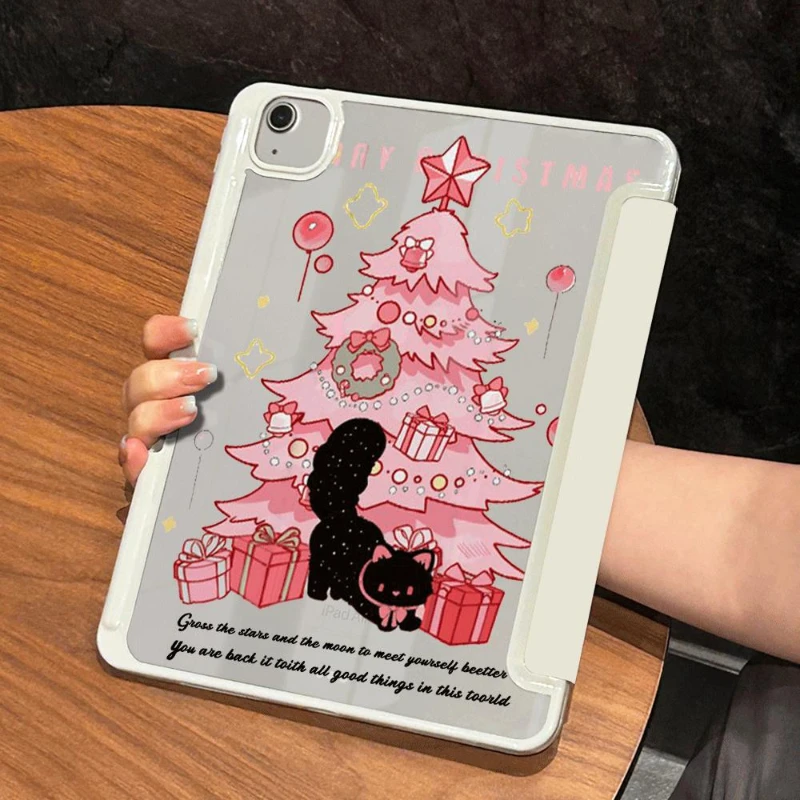 

Tablet Case for Ipad 5th 6th Generation IPad Pro 11 2022 10.2 7th 8th 9th Gen Pink Christmas Tree Cover Funda Ipad Mini6 8.3