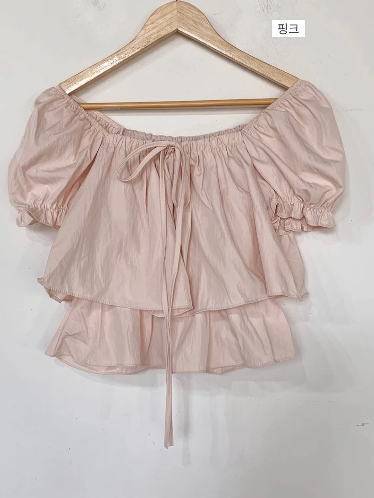 

Ele ort Sve irt Женский летний модный топ Bubble Sve на одно плечо с поясом, искусственный двухсекционный модный топ Busin Ca...