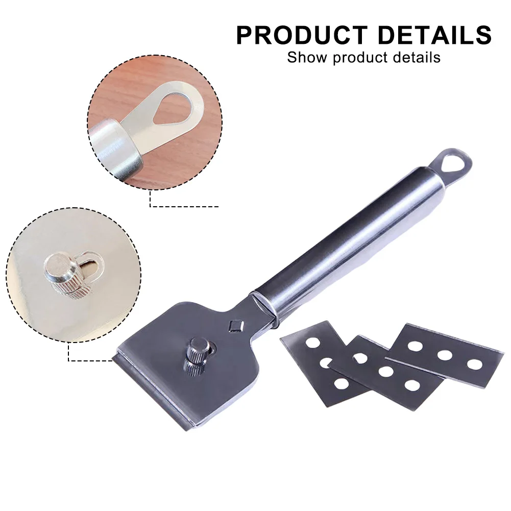 مكشطة زجاجية مريحة من الفولاذ المقاوم للصدأ مع شفرات قابلة للاستبدال لتعزيز كفاءة التنظيف في الاستخدام المنزلي #5