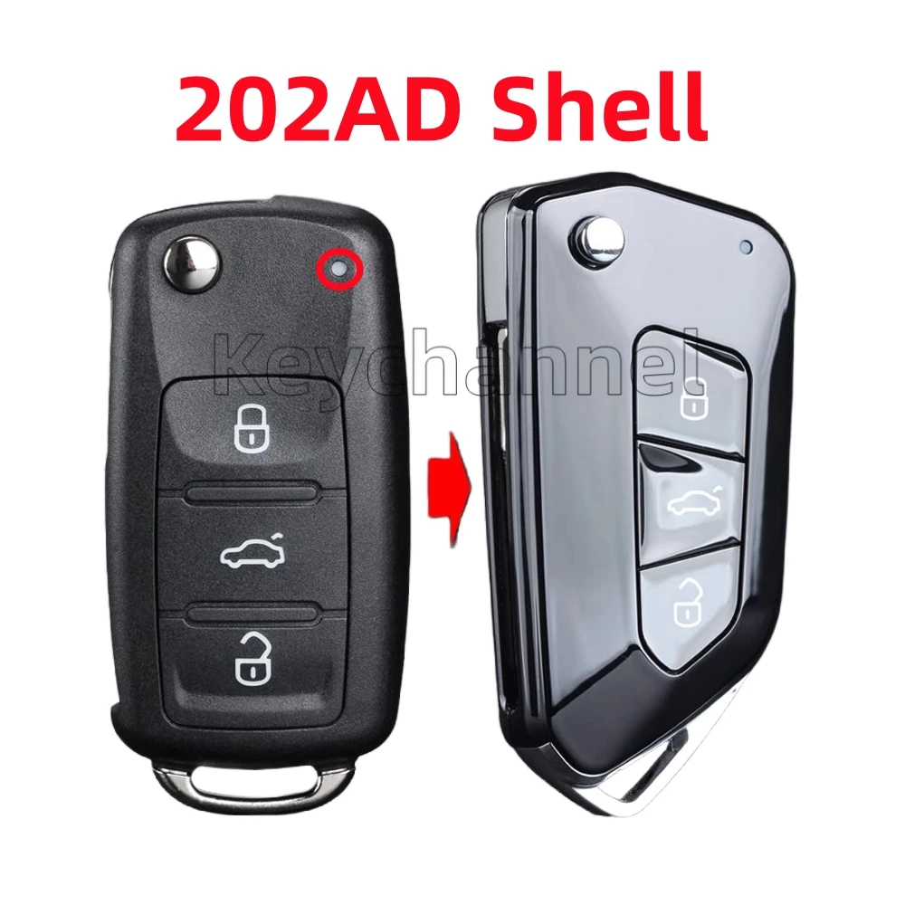 3 Tasten 202AD Autoschlüsselgehäuse modifiziert Golf 8 Style Flip Key Case für Golf Tiguan Polo Jetta Caddy Scirocco Skoda Octavia Seat