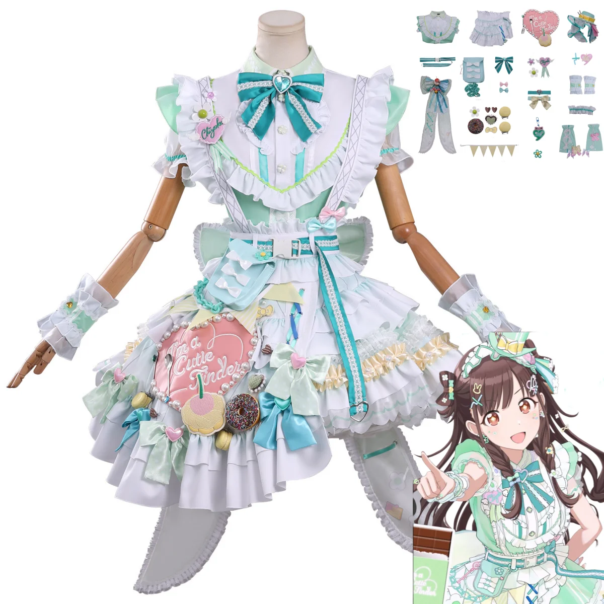 

Game The Idolm@Ster Shiny Colors Sonoda Chiyoko Cosplay Costume Green Lolita Princess Dress Woman Cute Birthday Party Suit
