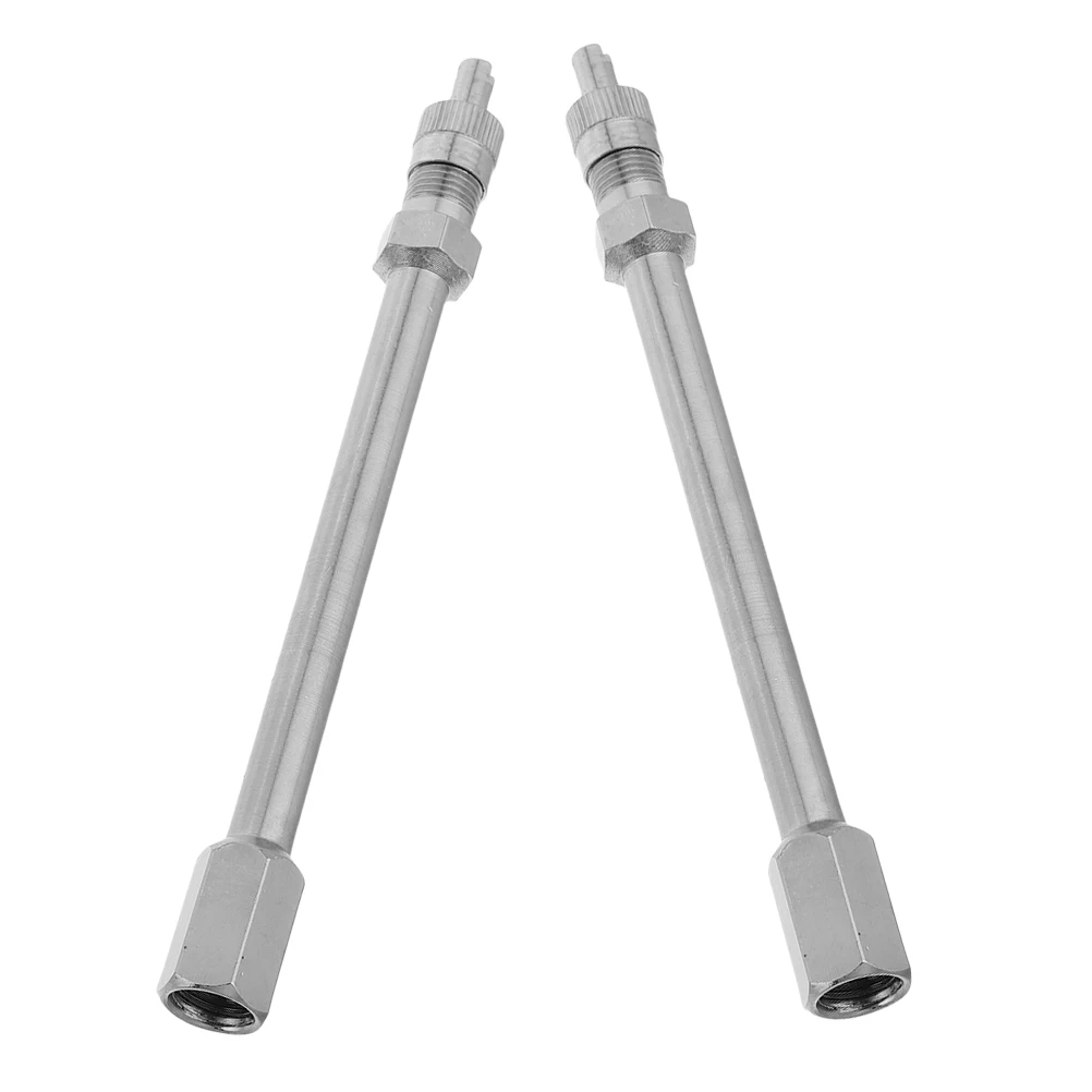

2 Pcs Tire Inflation Extension Rod Motorcycle Valve Stem Extenders Silver Alloy Automobile