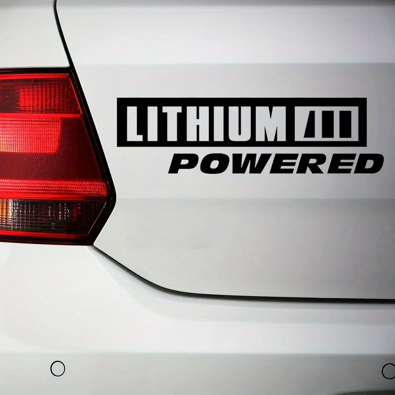 

1 шт., черная и желтая текстовая наклейка «LITHIUM POWERED», водонепроницаемая виниловая наклейка для декора автомобиля