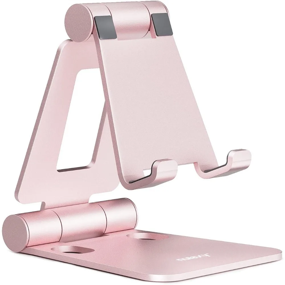 

Dual Folding Cell Phone Stand, Fully Adjustable Foldable Desktop Phone Holder Cradle Dock Compatible with Phone 16 15 14 13 12