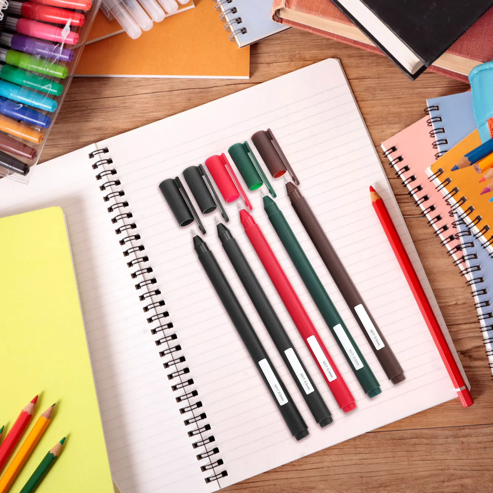 5pcs Colorful Gel Pen Set Smooth Writing Nib For Office School Note Taking Student Supply Multi-Function Writing Tool