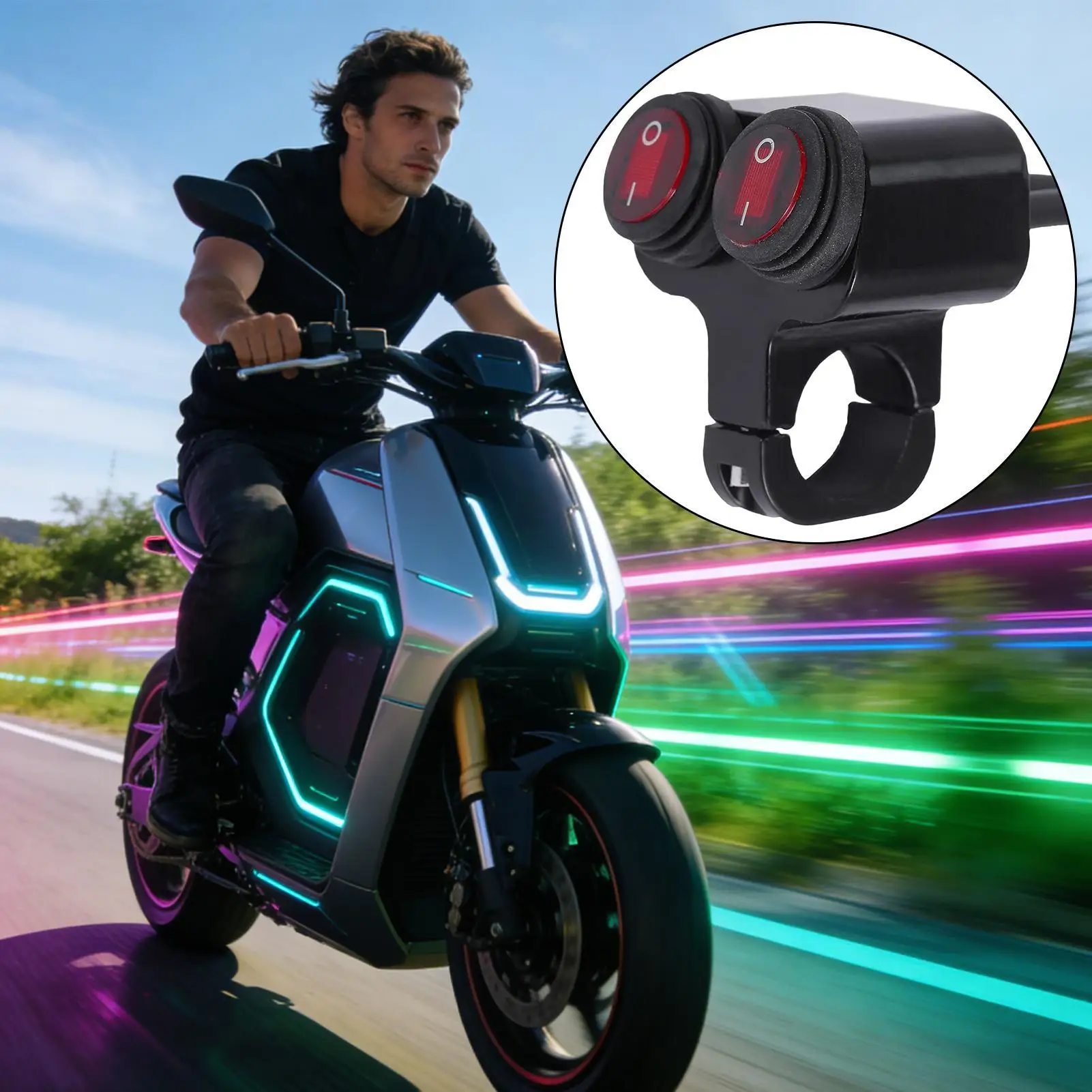 

Motorcycle Handlebar Switches Light Control Waterproof Easy Install LED Spotlight Button for Suzuki for Honda for Yamaha