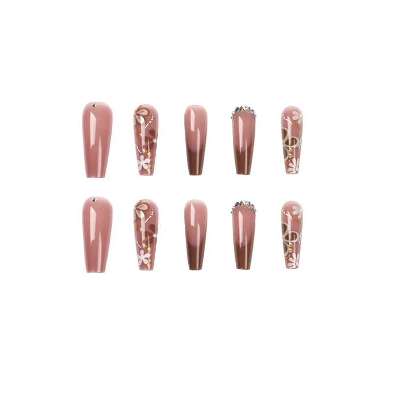 Imprensa acrílica em unhas para mulheres, vara em unhas, capa completa, cola em unhas postiças com desenhos, meninas, 24 pcs