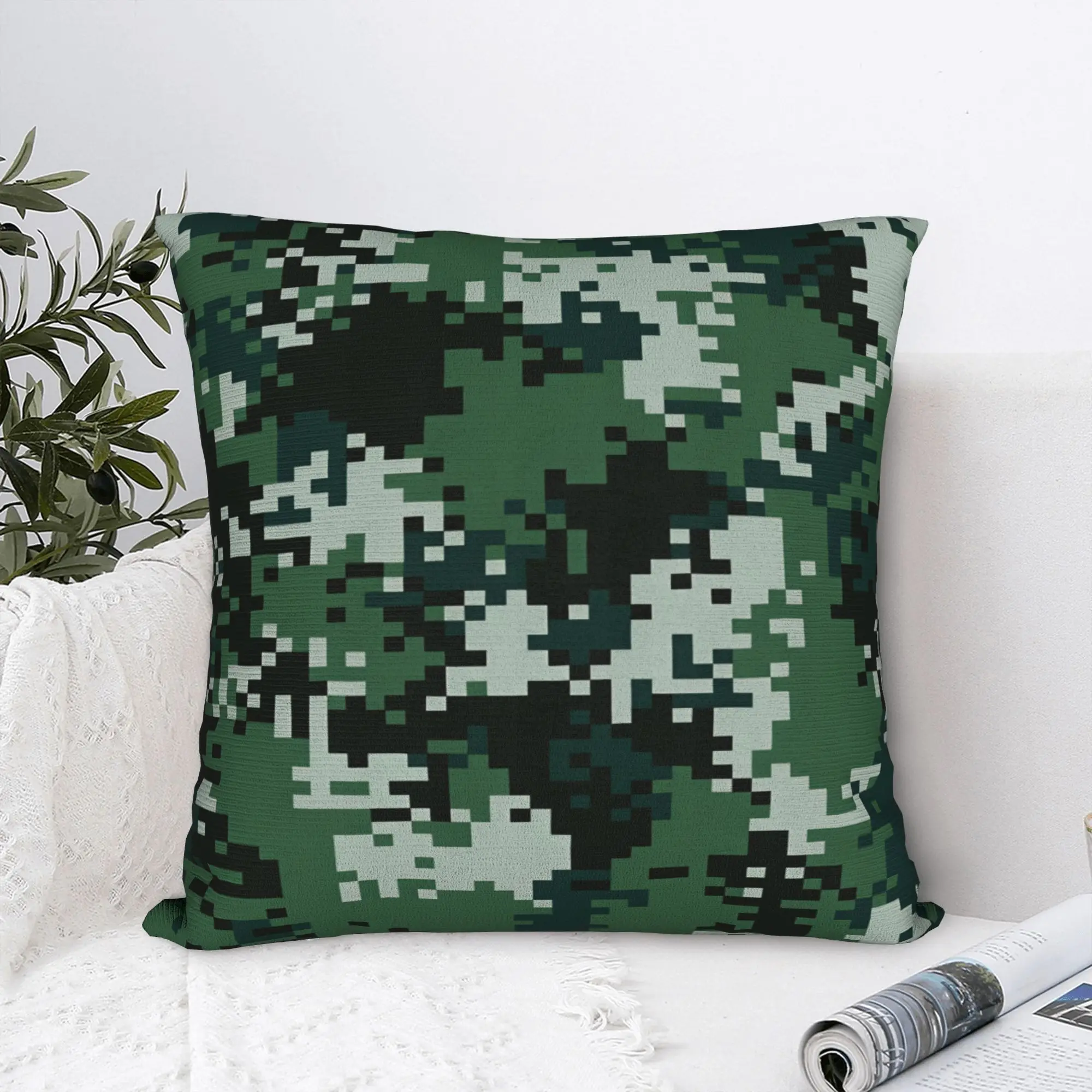 Pillow Cover Green Digital Woodland Camo  Kawaii Pillow Case For Wedding Party Home Decor Pillowcases