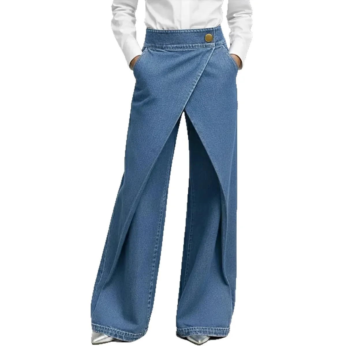 2026 Spring New High Waisted Wide Leg Jeans Women Fashion Loose Baggy Denim Pants Streetwear All-match Straight Trousers Female