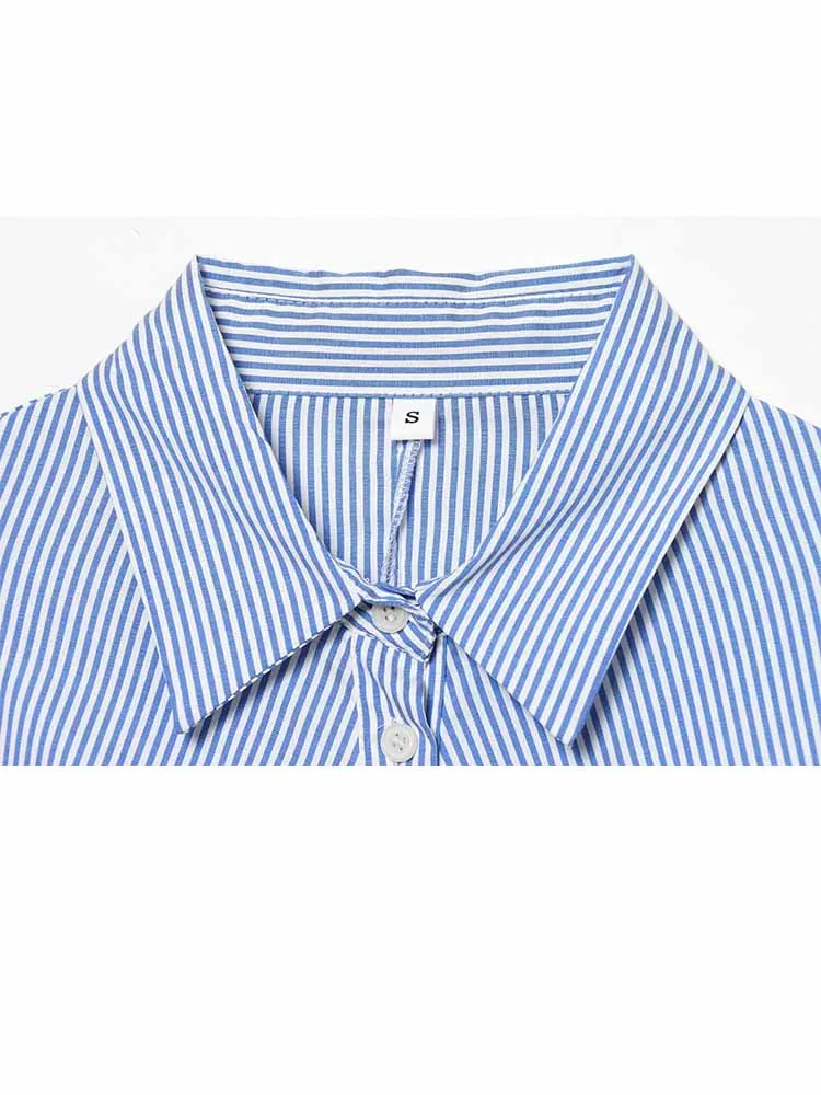 HH mujer primavera desplazamientos moda solapa manga larga decoración plisada Slim Fit camisa versátil mujer Casual Tops cómodos